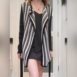Olsen striped knit cardigan w/ belt